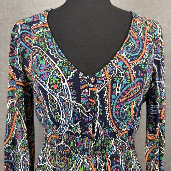 Anthropologie Maeve Maplewood Midi Boho Paisley Long Sleeve Dress Size Small - Picture 5 of 16